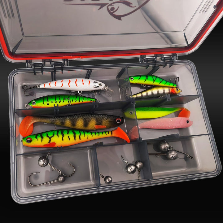 wasserdichte Köderboxen I 5x Box M 27,5x18x5cm I Angelbox Köderbox Angeln Angelkoffer gross Tackle B
