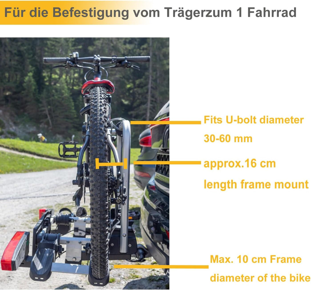 Rahmenhalter 1 Pack, 45cm Länge Abschliessbare Rahmenhalterung für Fahrradträge ，für U-Bügelrohr, 45