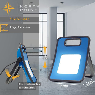 Northpoint Profi LED Arbeitsstrahler Baustrahler 30W 2800 Lumen rückseitige Steckdose 3m Netzkabel (