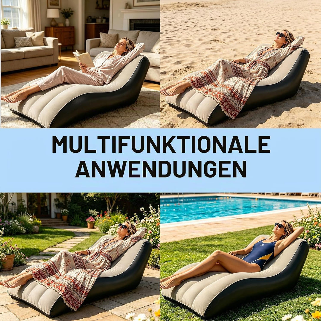 Aufblasbares Sofa, Aufblasbare Couch mit beflockter Oberfläche, Wasserdichtes Luftsofa, Sessel aufbl