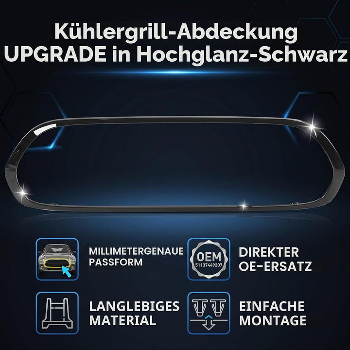 Cooper Kühlergrill Schwarz Frontgrill Grill Rahmeneinfassung 51137449207 Schwarz Glänzend Ersatz für