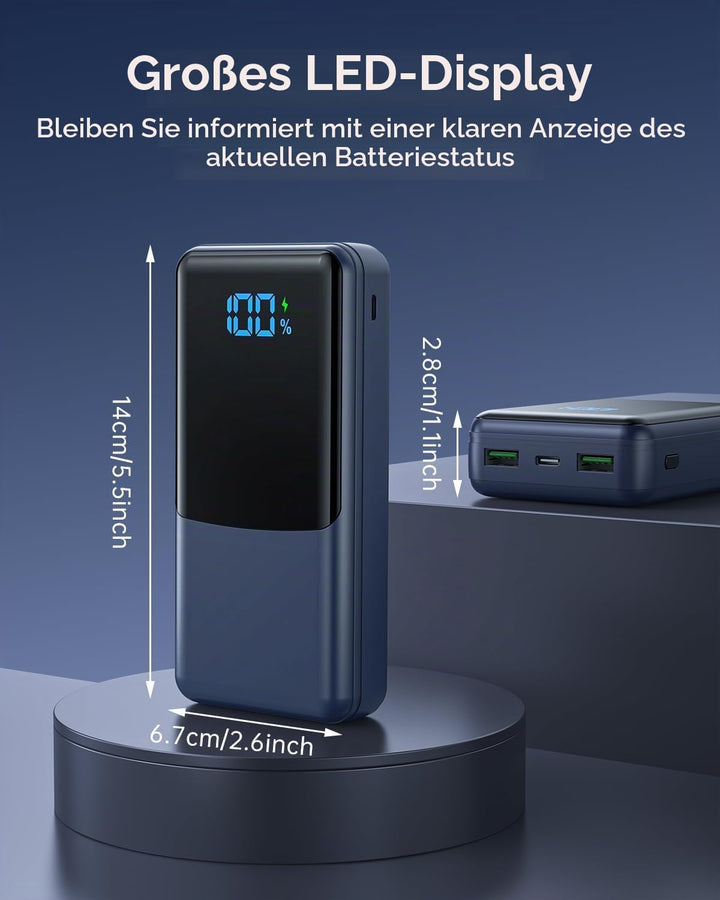 Coblob Power Bank 27000mAh, Powerbank Schnellladefunktion USB C PD 20W Fast Charge, Portable Charger