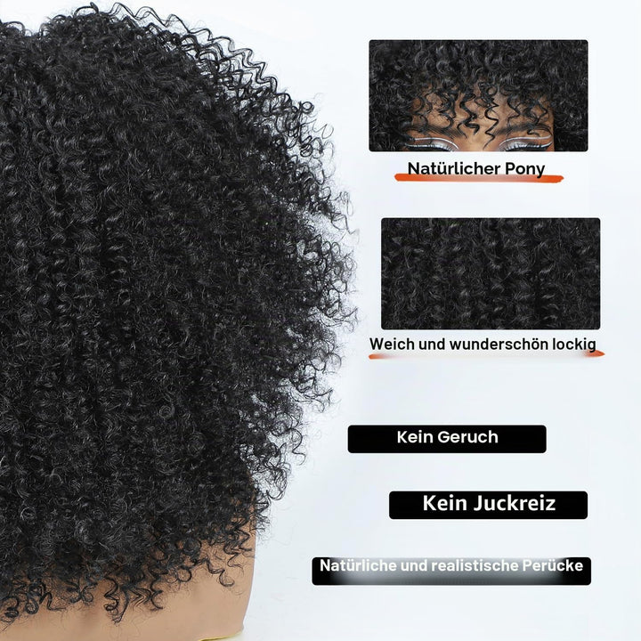 Wig Human Hair With Bang For Black Women Afro Kinky Curly None Lace Glueless Short Curly Human Hair