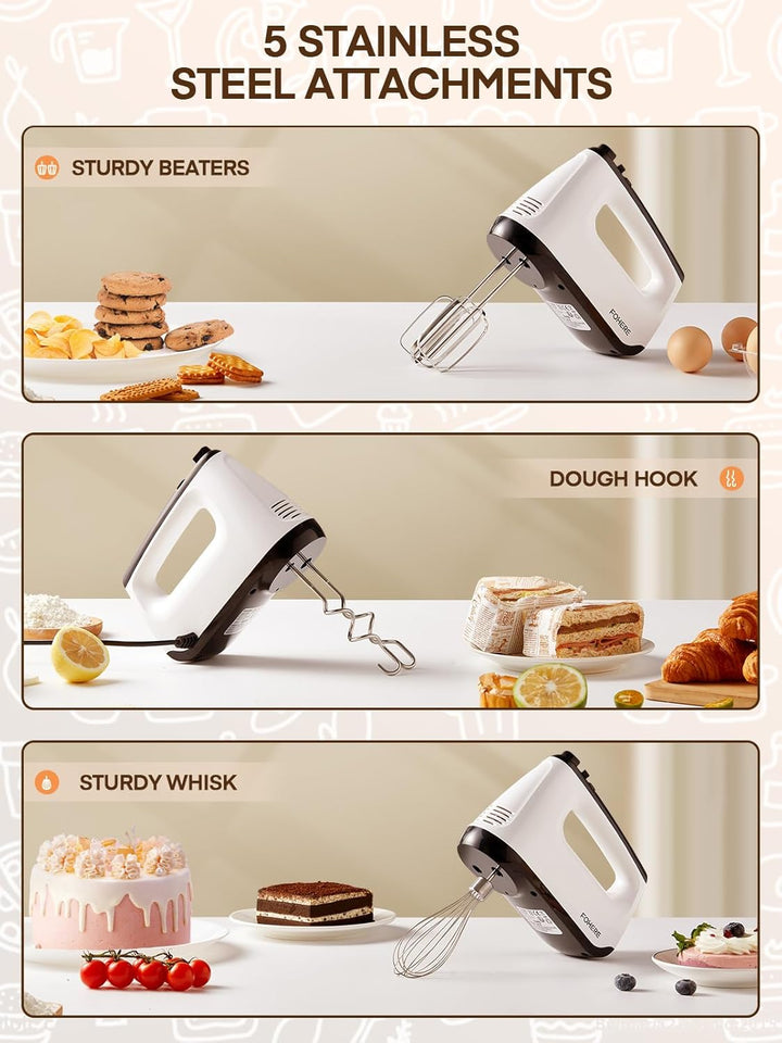 Hand Mixers - 6 Geschwindigkeiten - mit Turbo-Boost - 400 W Elektrischer Handmixer - mit Aufbewahrun