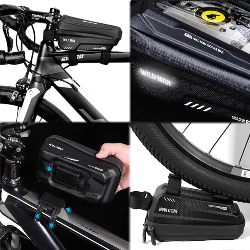 Rahmentasche Fahrrad - wasserdichte Oberrohrtasche Fahrrad Handytasche mit TPU-Touchscreen für Smart