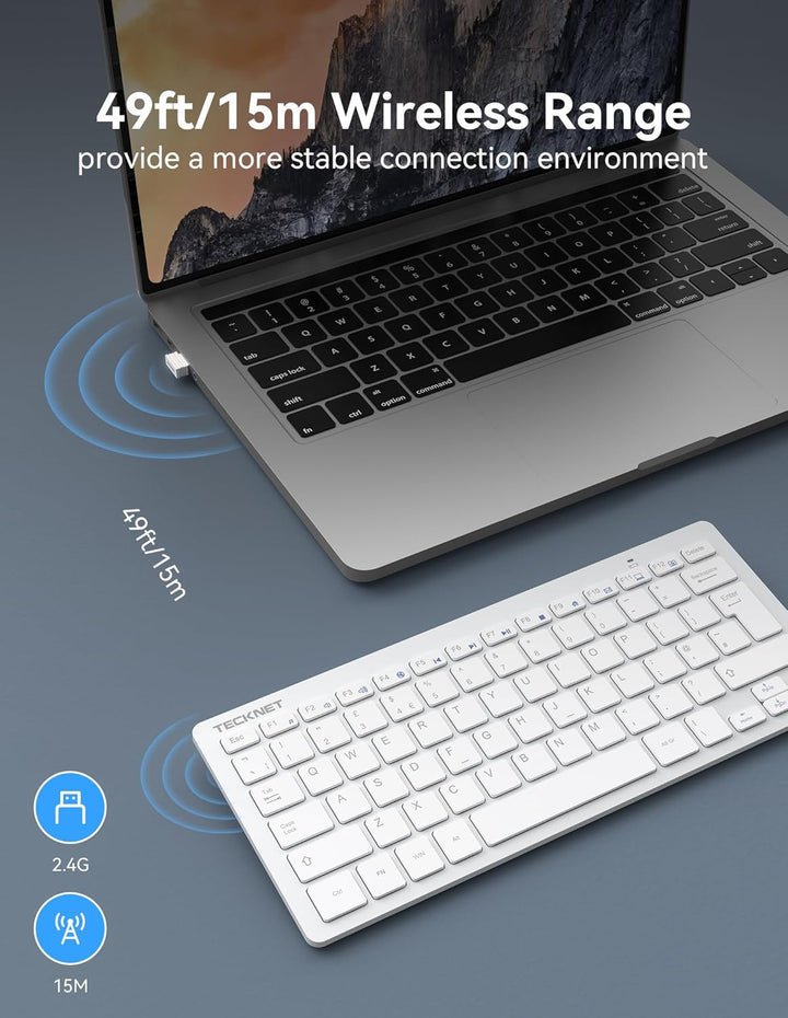 TECKNET Spanische Spezifikationen Mini-Tastatur und Maus, QWERTY Weiss, Weiß