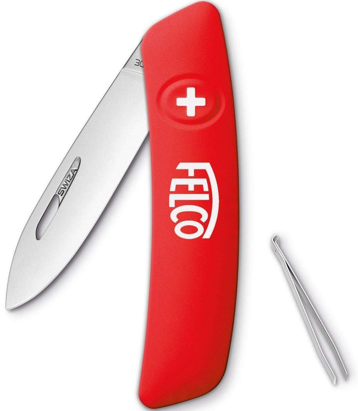FELCO 500 Schweizer Taschenmesser (3 Funktionen, mit Pinzette, Länge 95 mm, Schneidmesser für Garten