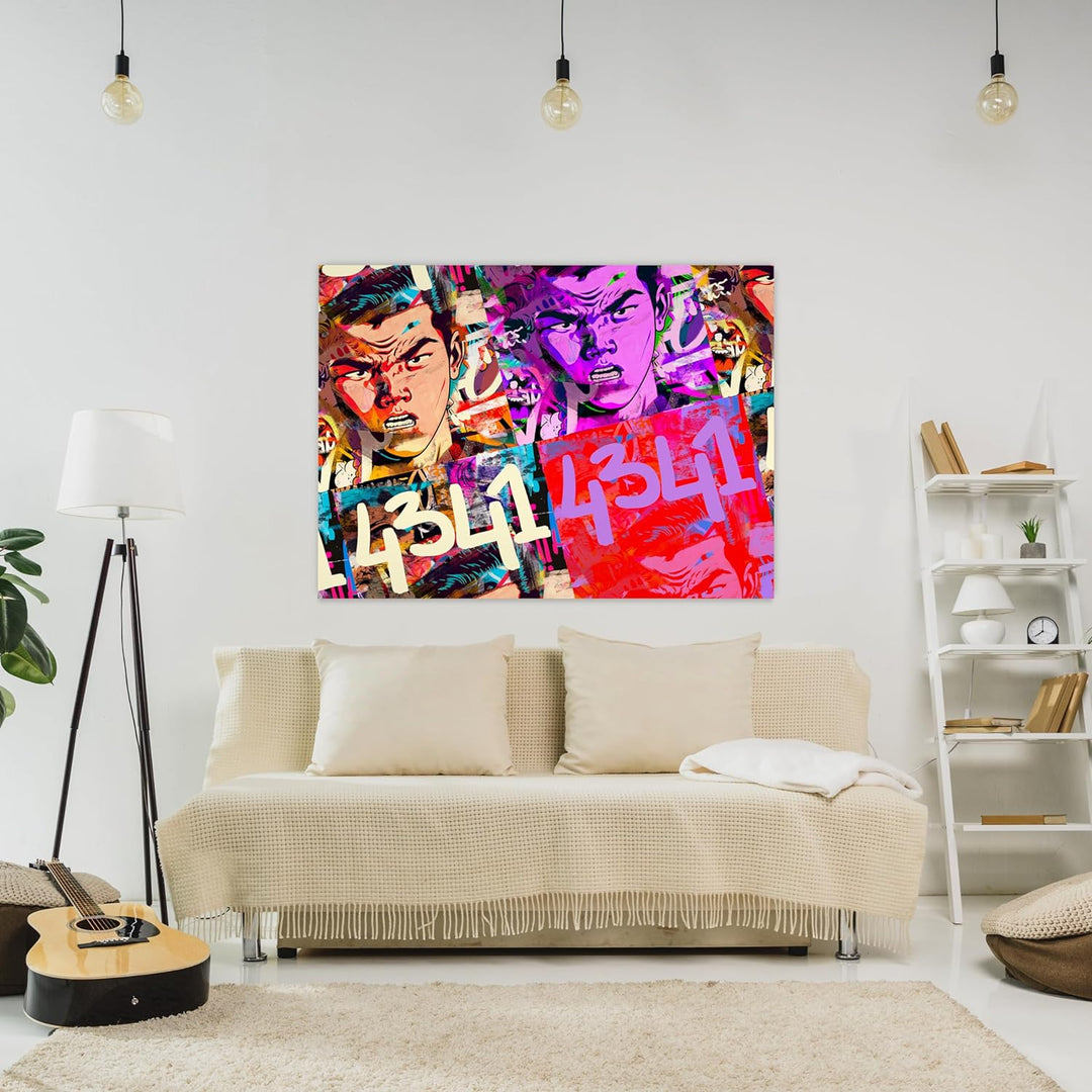 wandmotiv24 Leinwandbild Pop Art Stil, 60x45cm, Querformat, Mann, Manga, Deko, Bilder auf Leinwand,