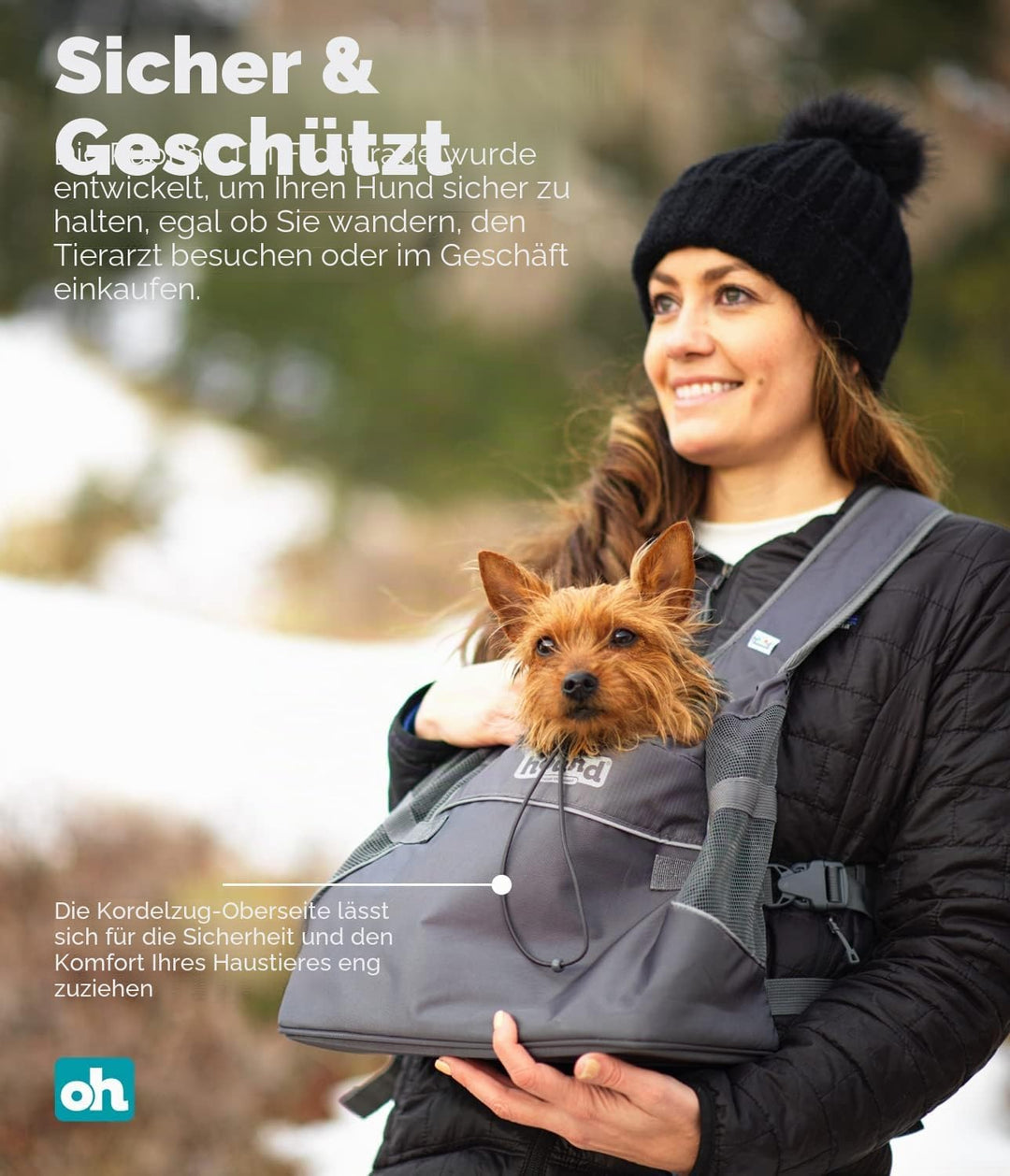Outward Hound PupPak Tragetasche für Hunde, Grösse S, Grau PupPak Frontträger L 30 x B 18 x H 28 cm