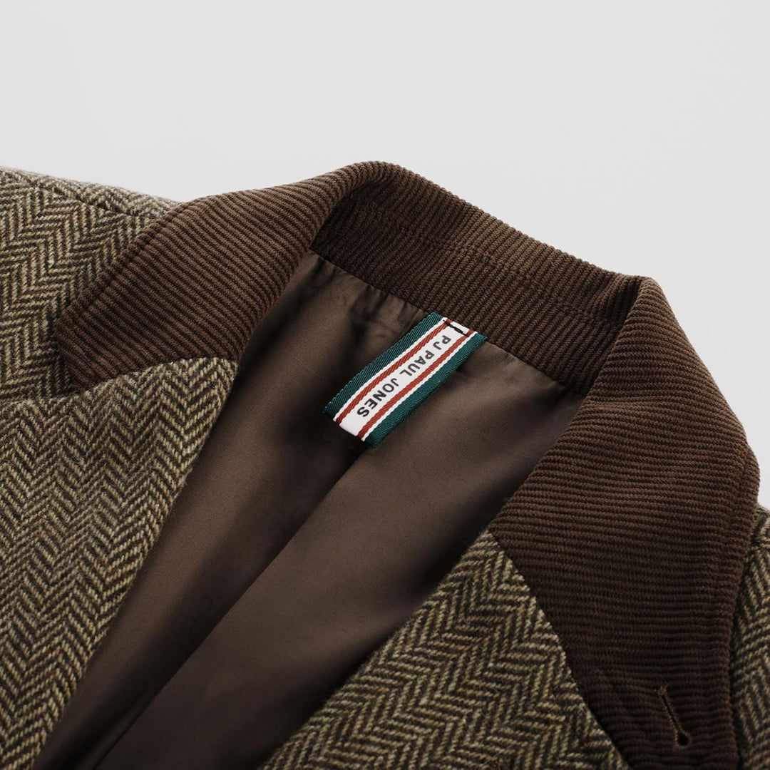 PaulJones Sakko Herren Vintage Wollmischung Blazer mit Reverskragen Tweed Sakko 2 Knöpfe Regular fit