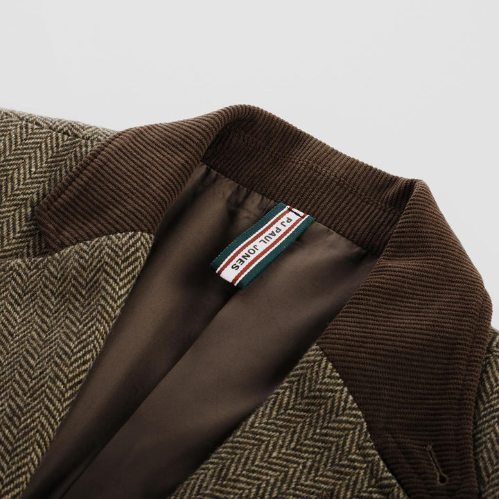 PaulJones Sakko Herren Vintage Wollmischung Blazer mit Reverskragen Tweed Sakko 2 Knöpfe Regular fit