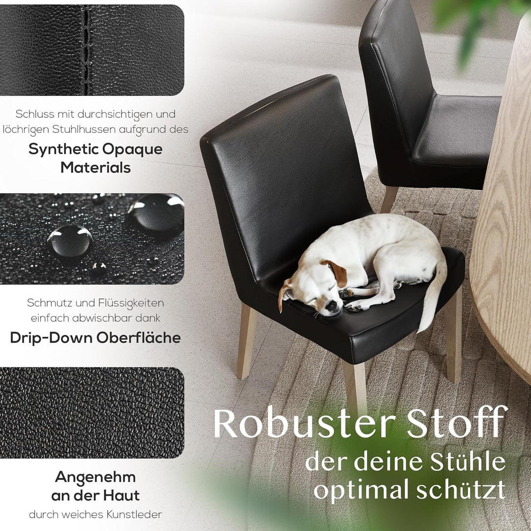 INNERSPACE Stuhlhussen 4er oder 6er Set in Schwarz | Blickdichte, Wasserabweisende, Elastische Stuhl