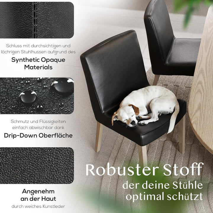 INNERSPACE Stuhlhussen 4er oder 6er Set in Schwarz | Blickdichte, Wasserabweisende, Elastische Stuhl