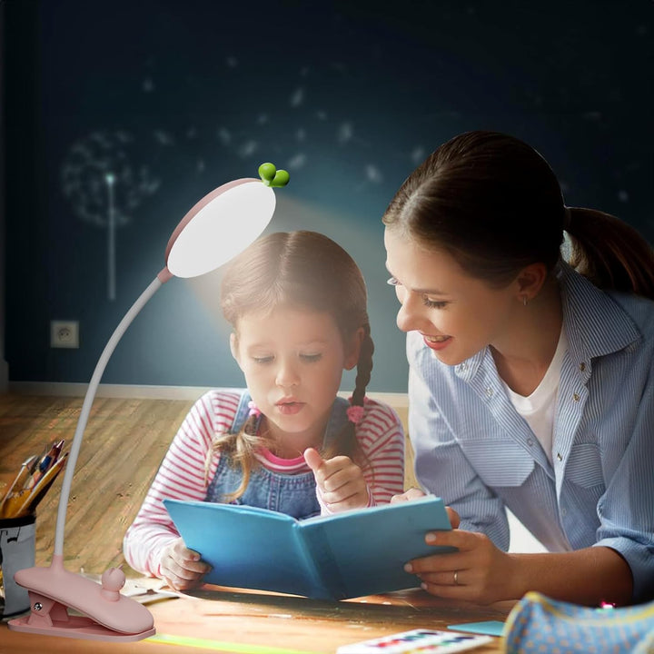 QJUZO Klemmleuchte Kinder Bett, LED Dimmbar Leselampe Buch Klemme USB Aufladbar Kinderzimmer Schreib