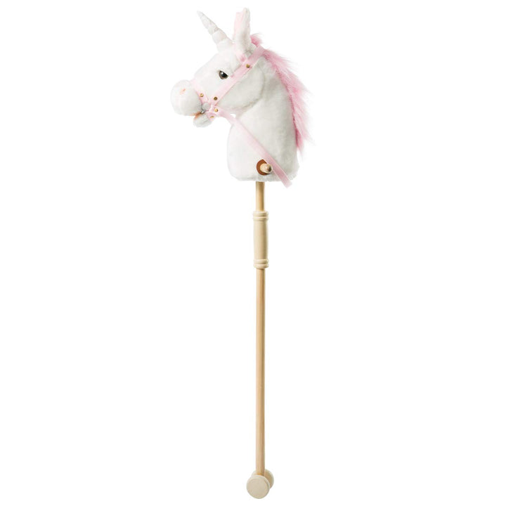 36-inch Weiss Steckenpferd mit Guten Griffen und Rädern Einhorn Plüschtier