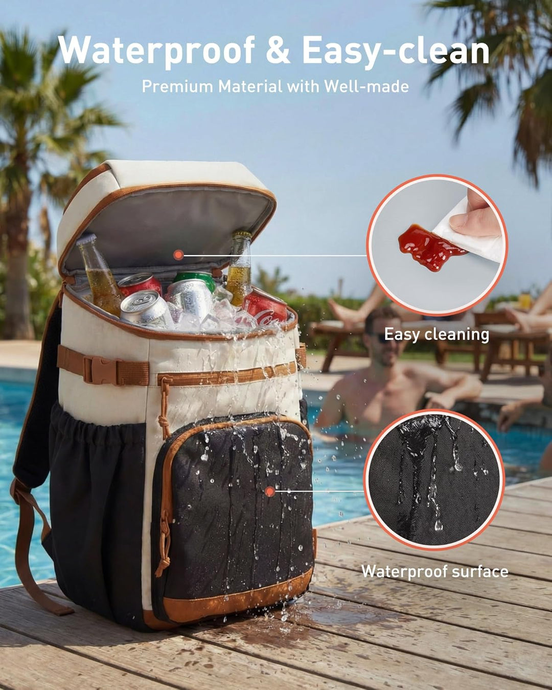 TOURIT Kühlrucksack Leichter Rucksack 21L mit Flaschenöffner Hält 30 Dosen Graugrün, Graugrün