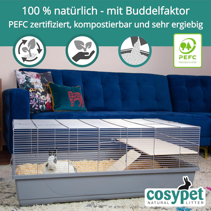 COSYPET Tiereinstreuflocken für Kaninchen, Hamster, Nager und Vögel [100% Bio + natürlich] - stark s