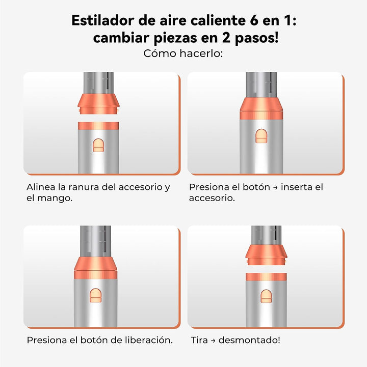 6 in 1 Hairstyler, 110000 U/MIN Haartrockner &amp; Haarstyler Set mit Rundbürstenföhn, Warmluftbürste, T