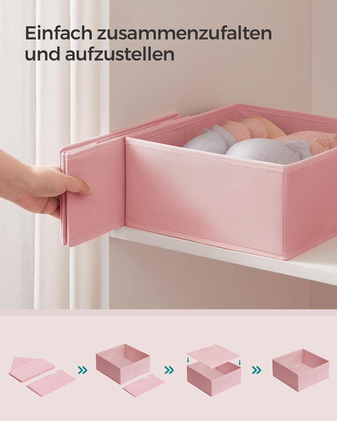 SONGMICS Aufbewahrungsbox für Schublade, 12er Set, Schubladen Organizer, Faltbox, Unterwäsche Organi