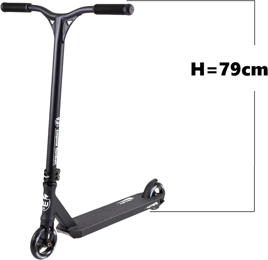 Longway Metro Stunt-Scooter Park Trick Tret Roller + F26 Sticker 2K19 H=79cm Schwarz, 2K19 H=79cm Sc
