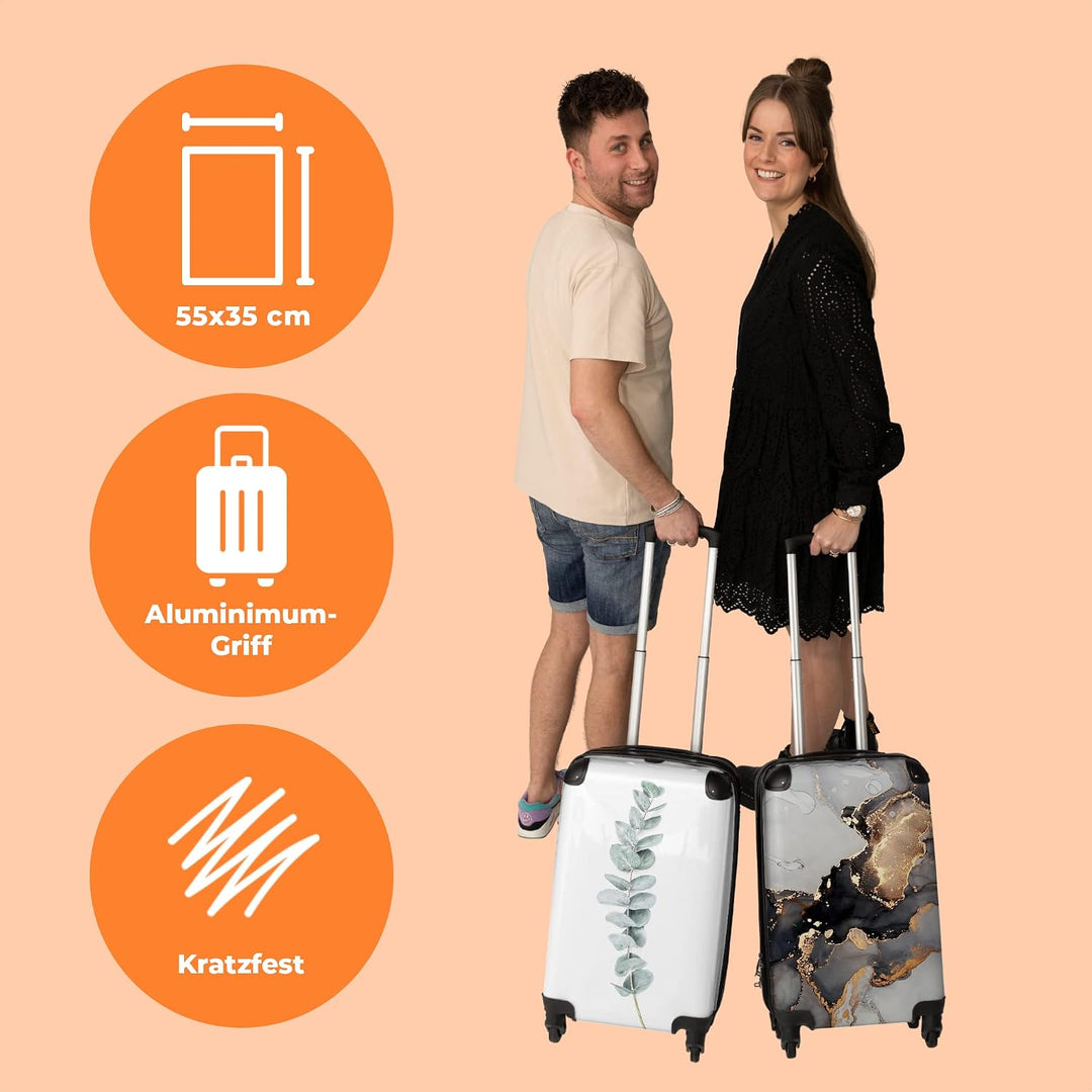 NoBoringSuitcases.com® Koffer Handgepäck Trolley Rollkoffer Kleine Reisekoffer mit 4 Rollen - Pflanz