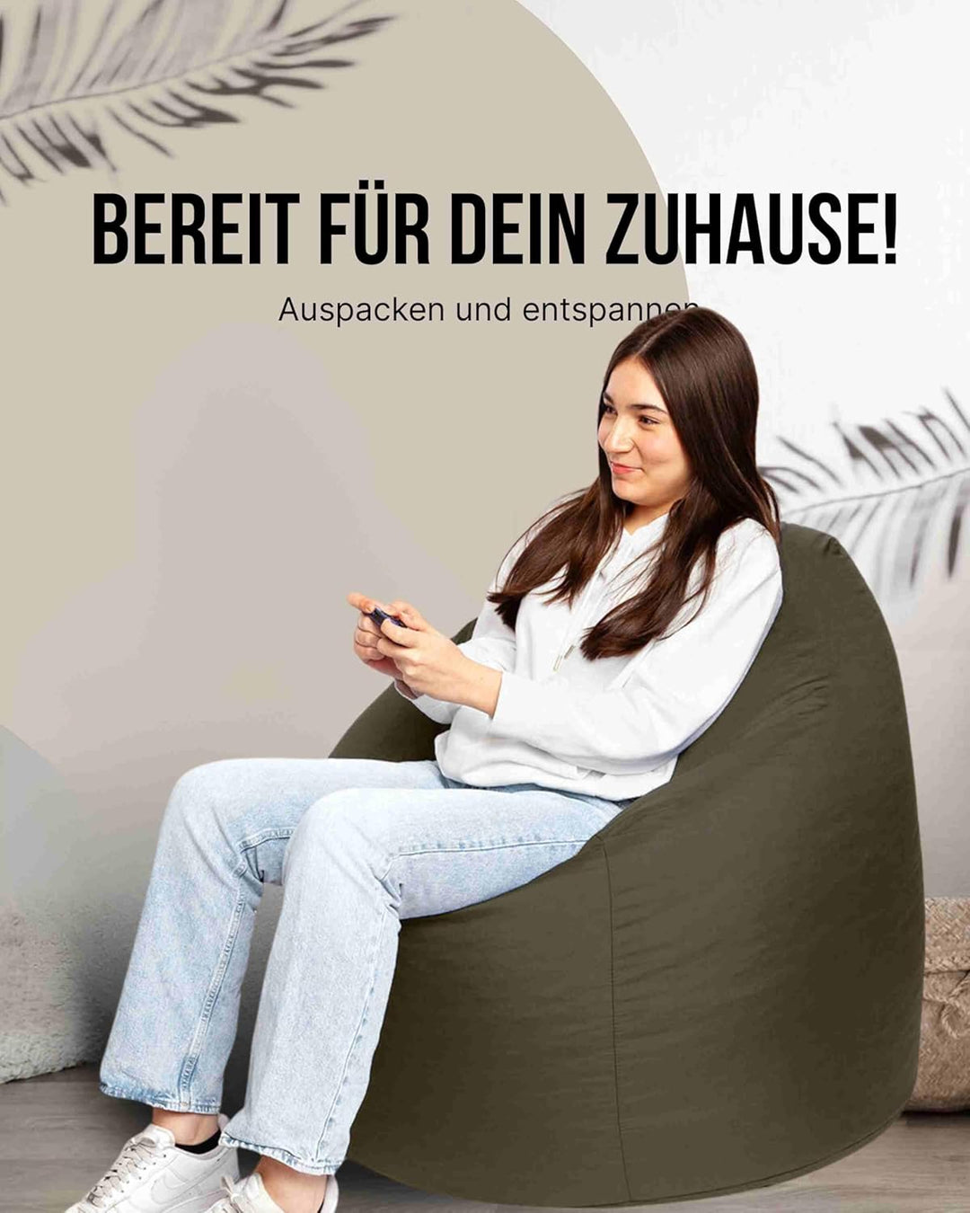 PATCH HOME Patchhome Sitzsack Tropfenform mit Reissverschluss Nachfüllbar - für In &amp; Outdoor - mit S