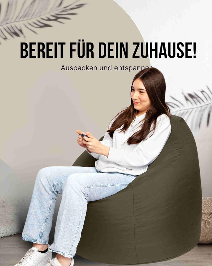 PATCH HOME Patchhome Sitzsack Tropfenform mit Reissverschluss Nachfüllbar - für In &amp; Outdoor - mit S