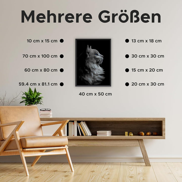 Estancia Schwarzer Holz Bilderrahmen 40x60 cm mit Bruchsicheres Plexi-Glas | Moderner Portraitrahmen
