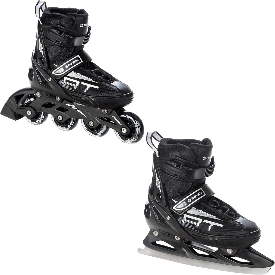 RAVEN Profession 2in1 Schlittschuhe Inlineskates Inliner für Kinder und Erwachsene verstellbar 35-39