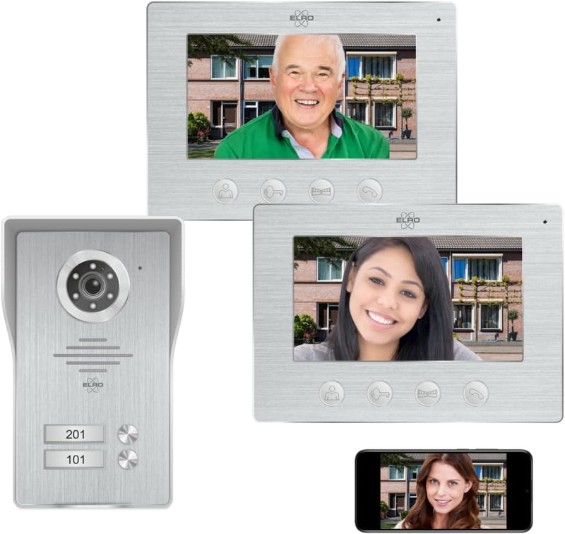 ELRO DV4000IP-2 DV4000IP Video Türsprechanlage, Grau, 2 Appartment Mit App 2 Appartment, Mit App 2 A