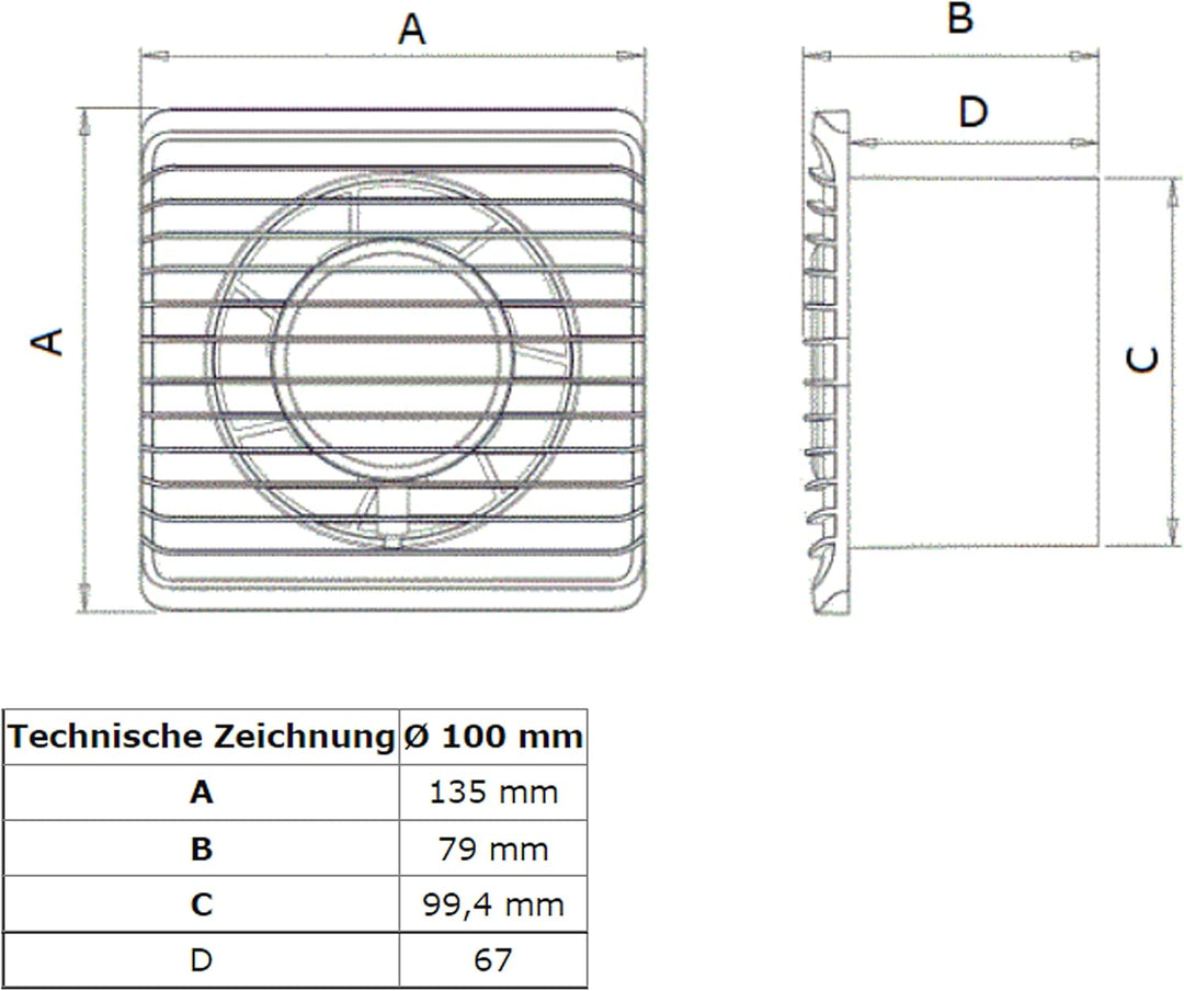 MKK Badlüfter 100mm Wandmontage Leise Lüfter Wohnraumlüfter Weiss (Nachlauf Timer), Nachlauf Timer