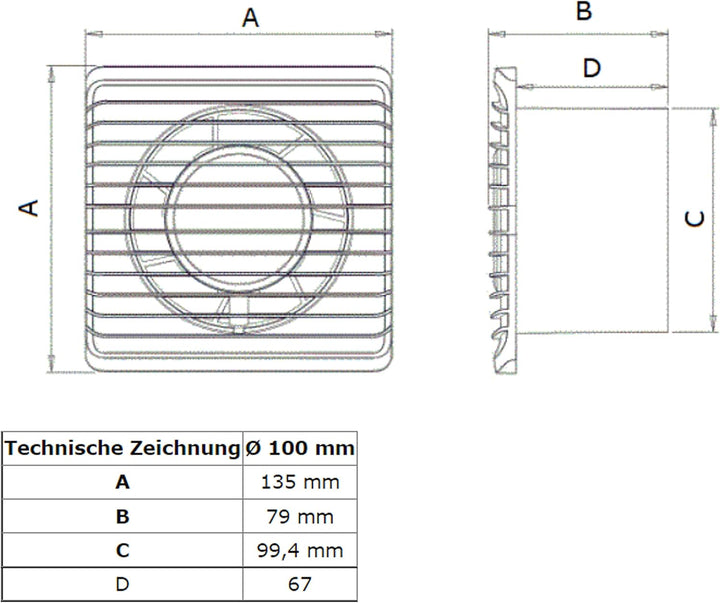 MKK Badlüfter 100mm Wandmontage Leise Lüfter Wohnraumlüfter Weiss (Nachlauf Timer), Nachlauf Timer