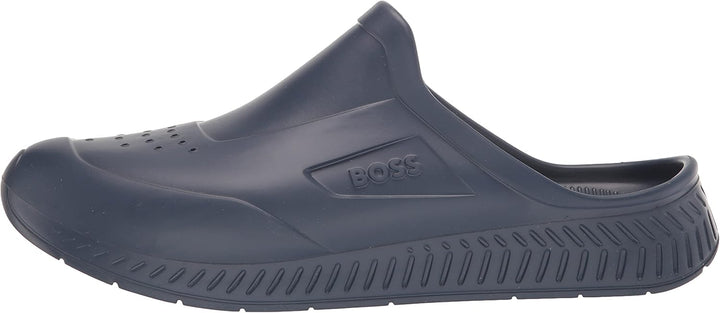 BOSS Herren Titanium-R Slid Gummierte Slipper mit Logo-Prägung Grösse 41 EU Stark Navy, 41 EU Stark