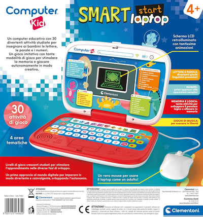 Clementoni Smart Start Laptop – Lernspiel 4 Jahre, Computer Kid, elektronisches Geschenk, Italienisc