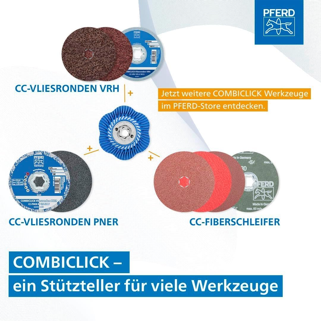 PFERD TOOLS COMBICLICK Stützteller/Hart 125mm Gewinde M14 / 44890152 passend für Maschinentypen Wink