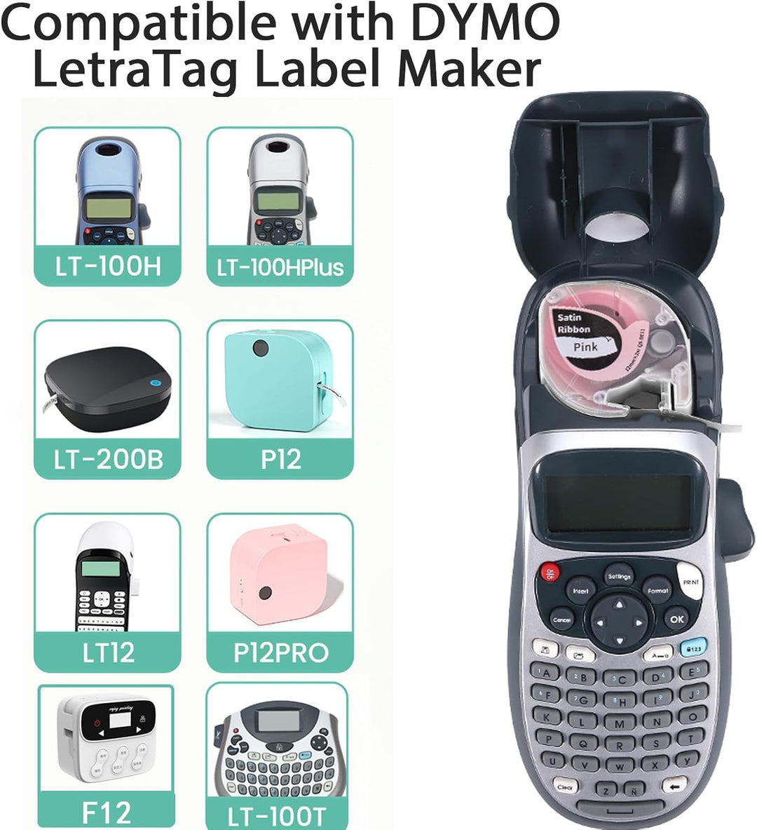 Phomemo P12 Satinband Kompatibel mit Dymo Letratag Etikettenband XR LT-100H LT-100T QX50 200B Für Ge