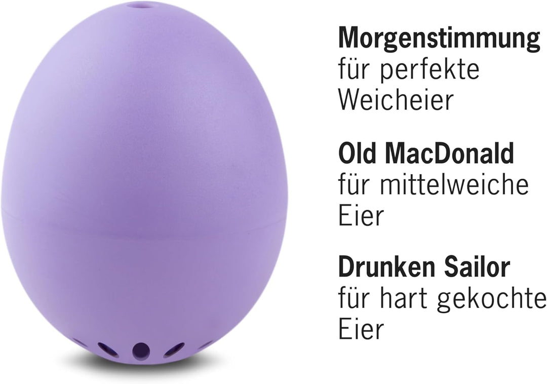 PiepEi Classic Lila - Singende Eieruhr zum Mitkochen - Eierkocher für 3 Härtegrade - Piep Ei mit 3 M