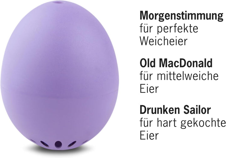 PiepEi Classic Lila - Singende Eieruhr zum Mitkochen - Eierkocher für 3 Härtegrade - Piep Ei mit 3 M