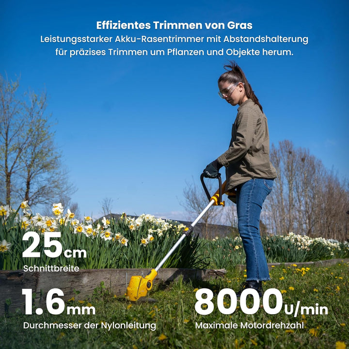STIGA Rasentrimmer GT 100e Akku-Kit, Für die Gartenpflege, Schnittbreite 25 cm, 20 V (2 Ah) ePower A
