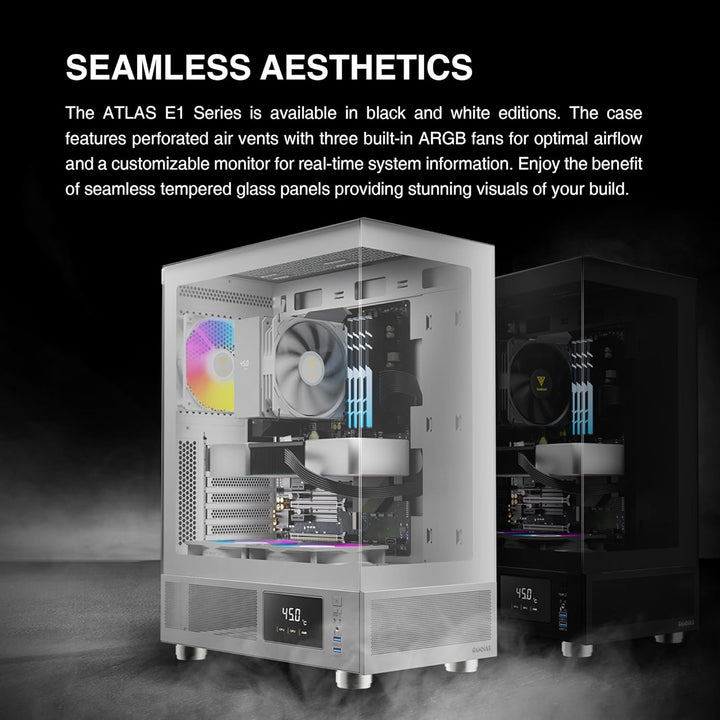 GAMDIAS Atlas E1 ATX Gaming Midi-Tower PC-Gehäuse,Echtzeit-Anzeige mit Software, Enthalten 3 x 120mm