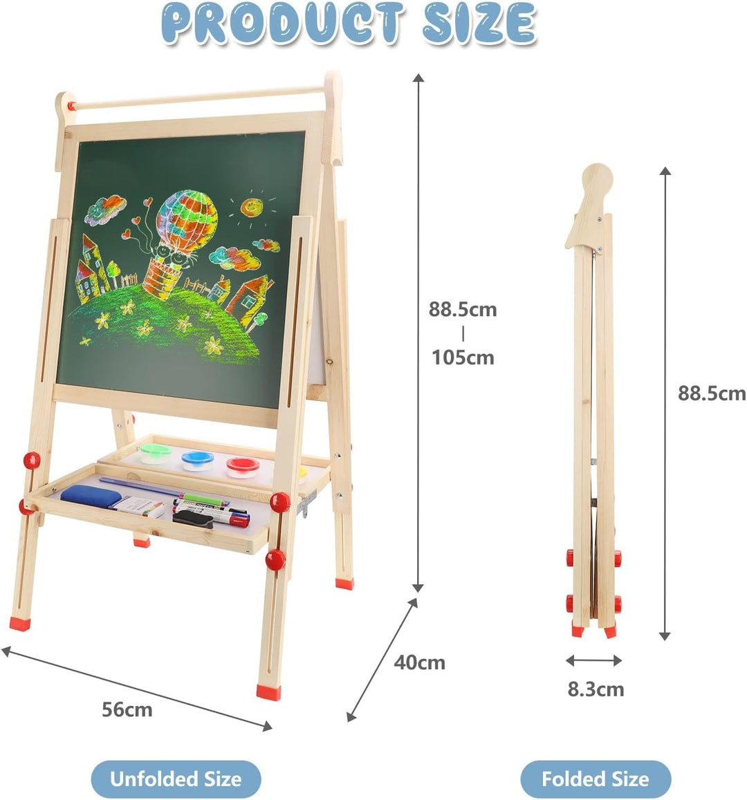 Dripex Kinder Tafel Faltbare Holz Kindertafel Malerei Holztafel Doppelseitige Kreidetafel und Whiteb