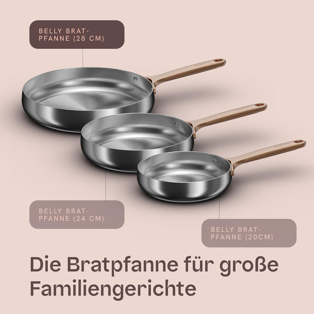 Berghoff Home Edelstahl Pfanne 28cm – ohne PFAS – Universalpfanne für alle Herdarten – Pfanne Indukt