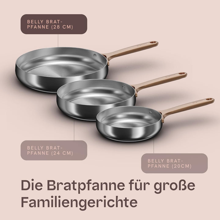 Berghoff Home Edelstahl Pfanne 28cm – ohne PFAS – Universalpfanne für alle Herdarten – Pfanne Indukt