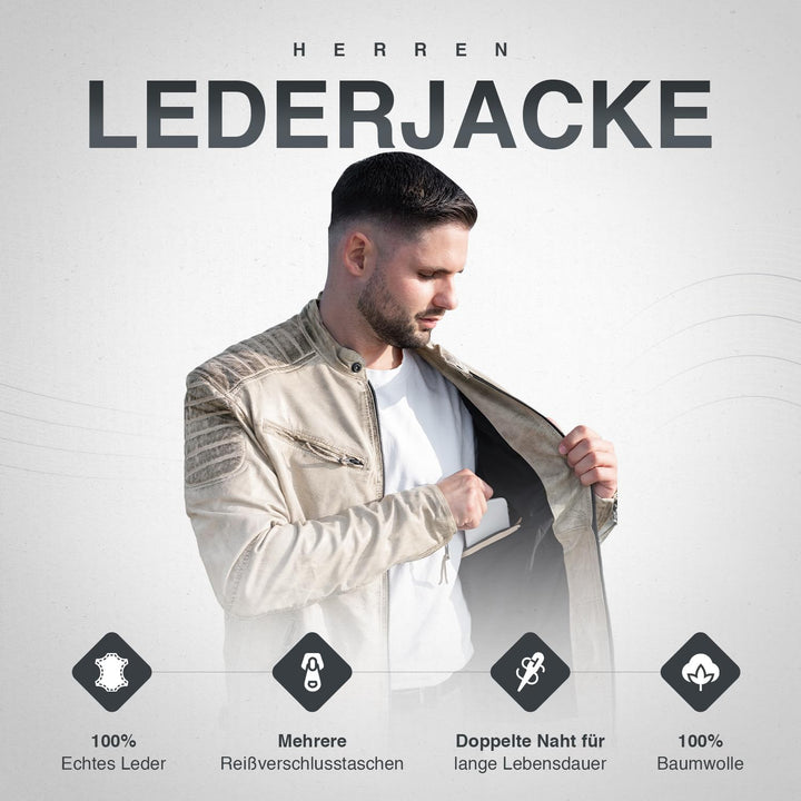 Herren Lederjacke Echtes Leder Jacke Echtleder Übergangsjacke Fashion in 5 Farben Gr. S-7XL Design 2