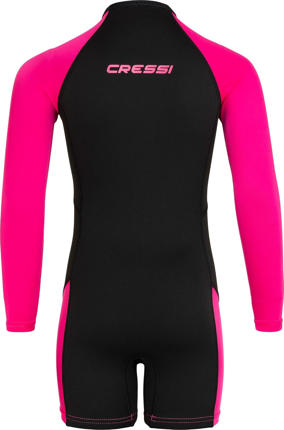 Cressi Little Shark Jr Shorty 2mm Neoprenanzug für Kinder Schwarz/Rosa 7/8 Jahre Langarm, Schwarz/Ro