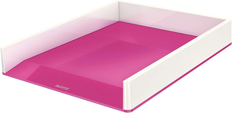 Leitz Briefkorb A4, 4er Pack, Zweifarbiges Design, Weiss/Pink, Duo Colour, WOW, 53611023 Weiss / Pin