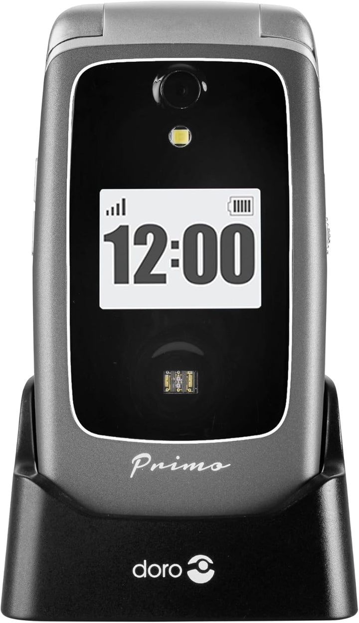 Primo 418 by Doro graphit GSM Grosstasten Mobiltelefon mit frossem Farbdisplay, Fallsensor, Taschenl