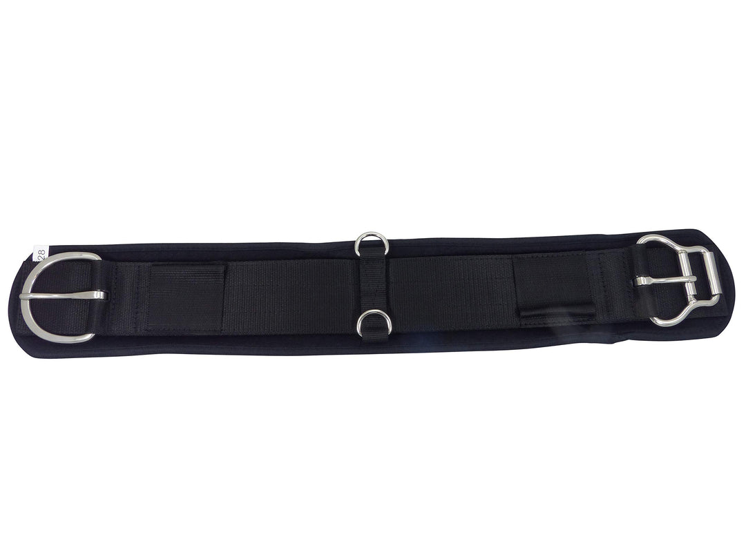 Thor Equine Western Sattelgurt atmungsaktiv aus Soft Neopren mit Edelstahl Schnallen Schwarz Schwarz