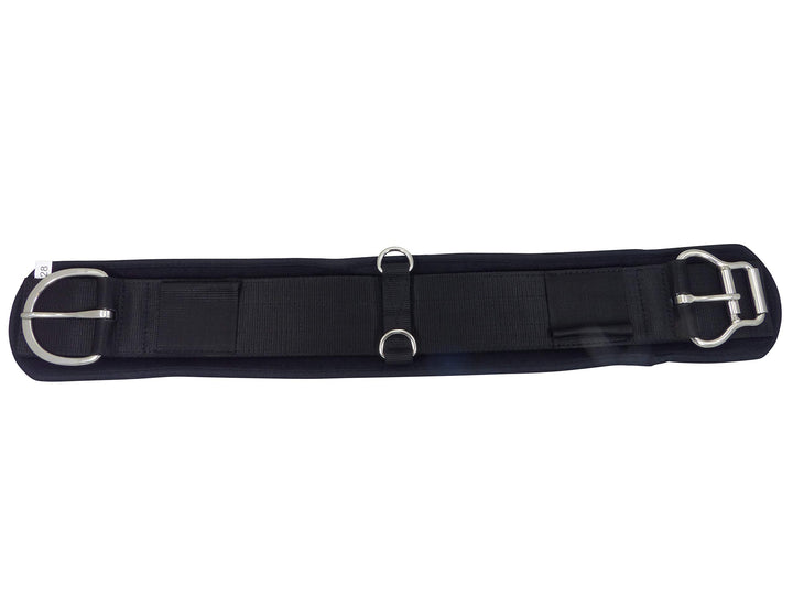 Thor Equine Western Sattelgurt atmungsaktiv aus Soft Neopren mit Edelstahl Schnallen Schwarz Schwarz