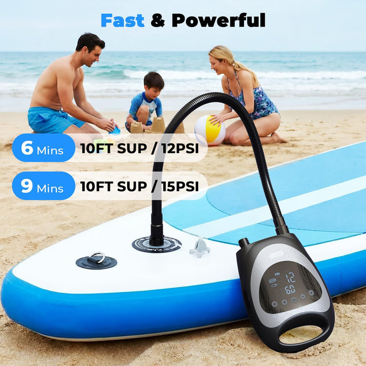 Dr.meter 2026 Upgrade SUP Pumpe Akku 20 PSI, Wiederaufladbare SUP Pumpe Elektrisch Tragbar mit Auto-